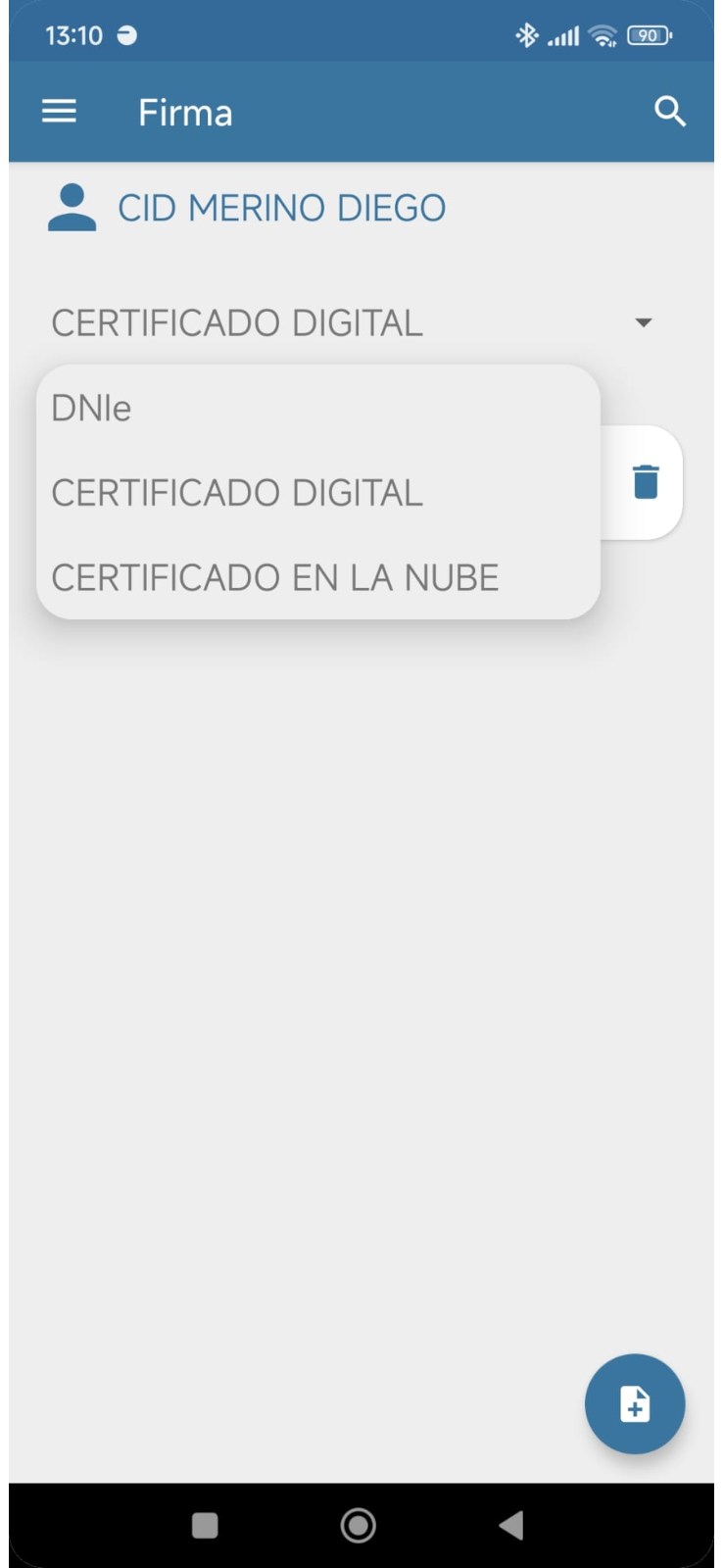 Selección del método de firma