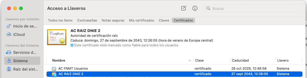 Configuración AC Raíz